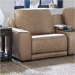 Pemberly Row Sofa Loveseat and Recliner Set in Oatmeal Brown Leather