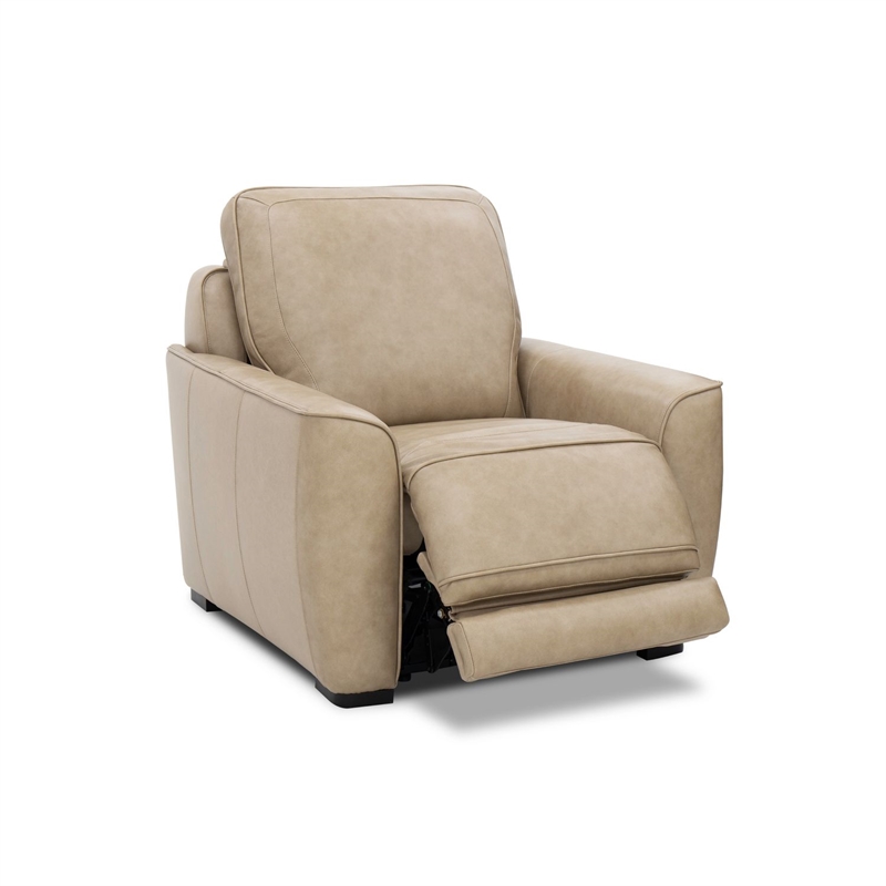 Pemberly Row Sofa Loveseat and Recliner Set in Oatmeal Brown Leather