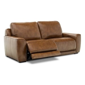 Pemberly Row Sofa and Loveseat Power Reclining Set in Brown Leather