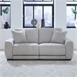 Pemberly Row Sofa and Loveseat Power Reclining Set in Smoke Gray Fabric