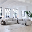 Pemberly Row Sofa and Loveseat Power Reclining Set in Smoke Gray Fabric