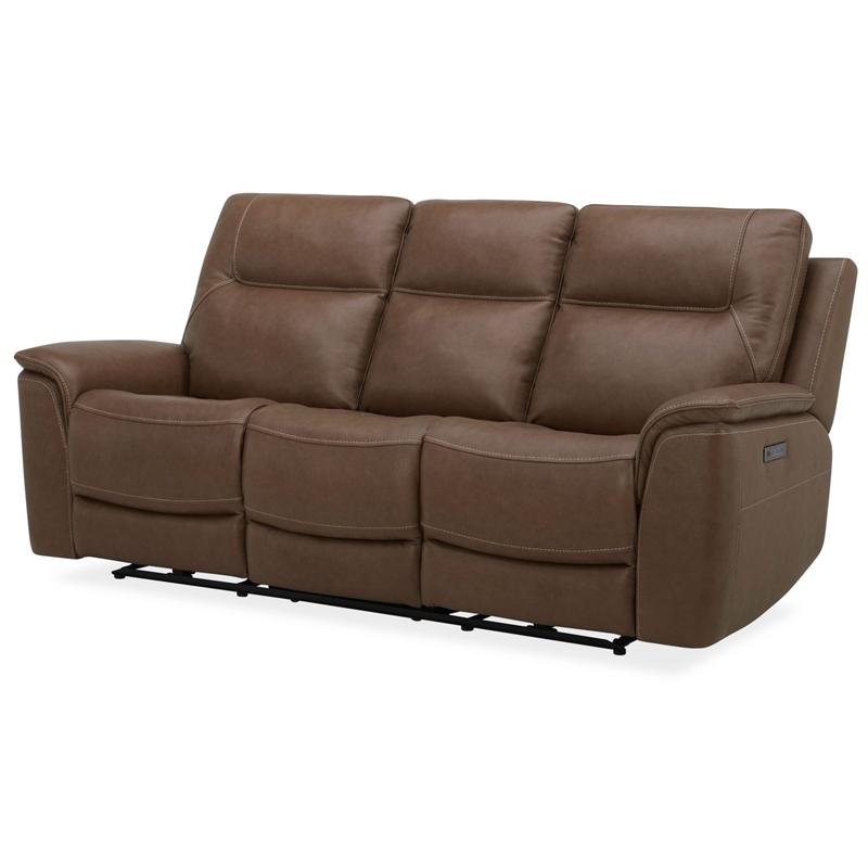 Pemberly Row Power Reclining Sofa and Loveseat with Zero Gravity in Brown