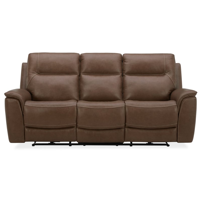 Pemberly Row Power Reclining Sofa and Loveseat with Zero Gravity in Brown