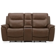Pemberly Row Power Reclining Sofa and Loveseat with Zero Gravity in Brown