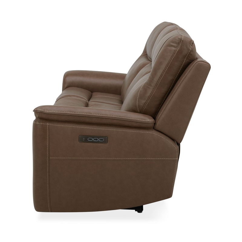 Pemberly Row Power Reclining Sofa and Loveseat with Zero Gravity in Brown