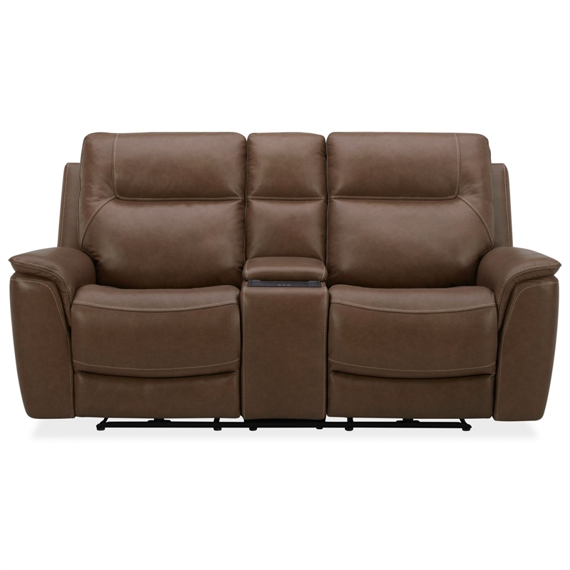 Pemberly Row Power Reclining Sofa and Loveseat with Zero Gravity in Brown