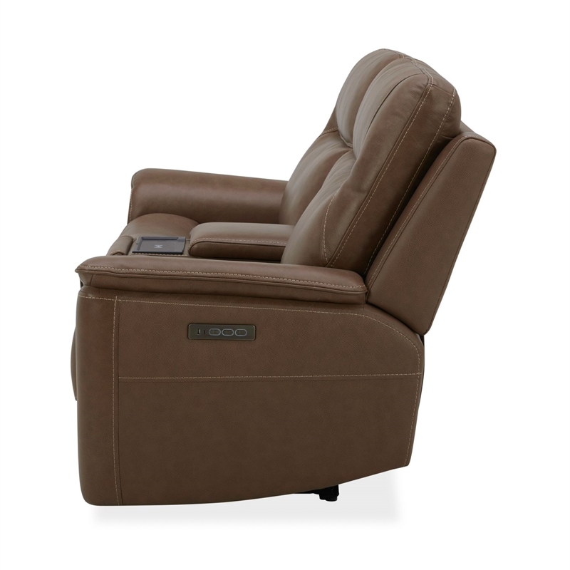 Pemberly Row Power Reclining Sofa and Loveseat with Zero Gravity in Brown