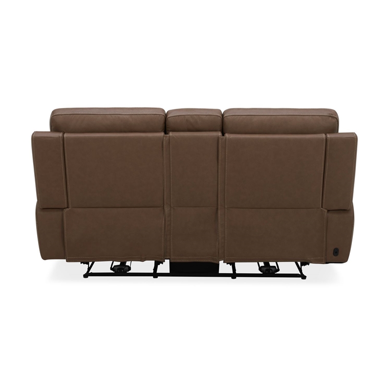 Pemberly Row Power Reclining Sofa and Loveseat with Zero Gravity in Brown