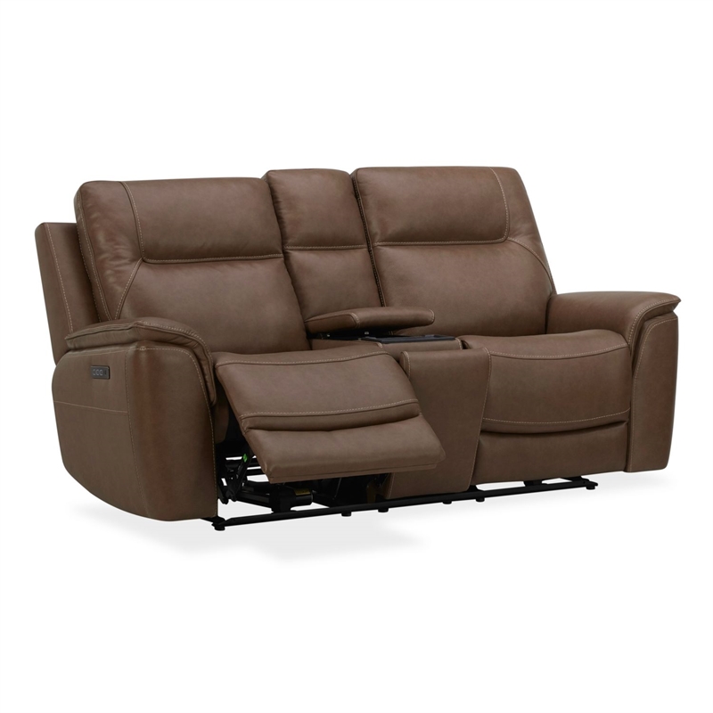 Pemberly Row Power Reclining Sofa and Loveseat with Zero Gravity in Brown