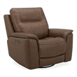 Pemberly Row Power Recliner Chair with Charging Ports in Brown Leather