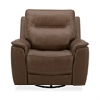 Pemberly Row Power Recliner Chair with Charging Ports in Brown Leather