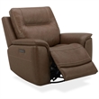 Pemberly Row Power Recliner Chair with Charging Ports in Brown Leather