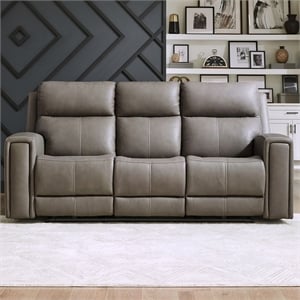Pemberly Row Power Reclining Sofa with Bolster Back and USB in Gray