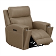 Pemberly Row Power Recliner with Charging and Bolster Back in Brown Leather