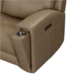 Pemberly Row Power Recliner with Charging and Bolster Back in Brown Leather