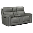 Pemberly Row Triple Power Recline Loveseat with Console and Charging in Gray