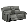 Pemberly Row Triple Power Recline Loveseat with Console and Charging in Gray