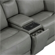 Pemberly Row Triple Power Recline Loveseat with Console and Charging in Gray