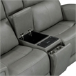 Pemberly Row Triple Power Recline Loveseat with Console and Charging in Gray