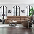 Pemberly Row Triple Power Recline 6 Piece Sectional Sofa with Charging in Brown