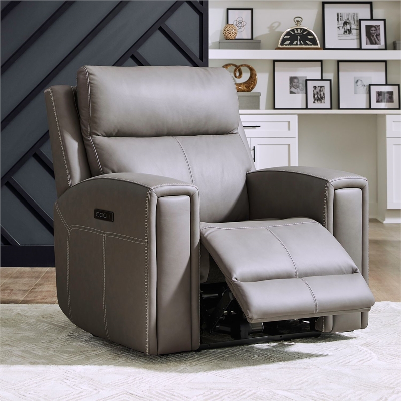 Pemberly Row Triple Power Recline Sofa with Loveseat & Recliner in Gray