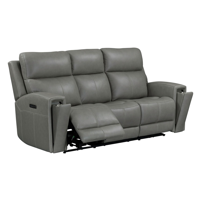 Pemberly Row Triple Power Recline Sofa with Loveseat & Recliner in Gray