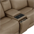 Pemberly Row Power Reclining Sofa and Loveseat with Bolster Back in Brown