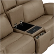 Pemberly Row Power Reclining Sofa and Loveseat with Bolster Back in Brown