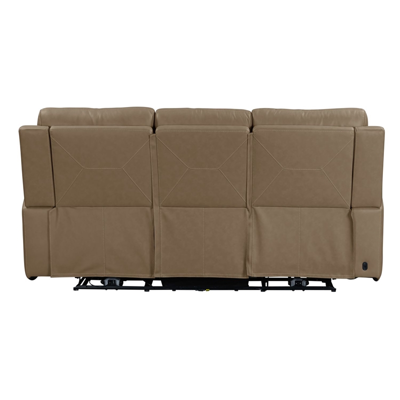 Pemberly Row Power Reclining Sofa and Loveseat with Bolster Back in Brown