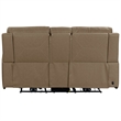 Pemberly Row Power Reclining Sofa and Loveseat with Bolster Back in Brown
