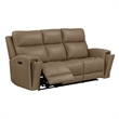 Pemberly Row Power Reclining Sofa and Loveseat with Bolster Back in Brown