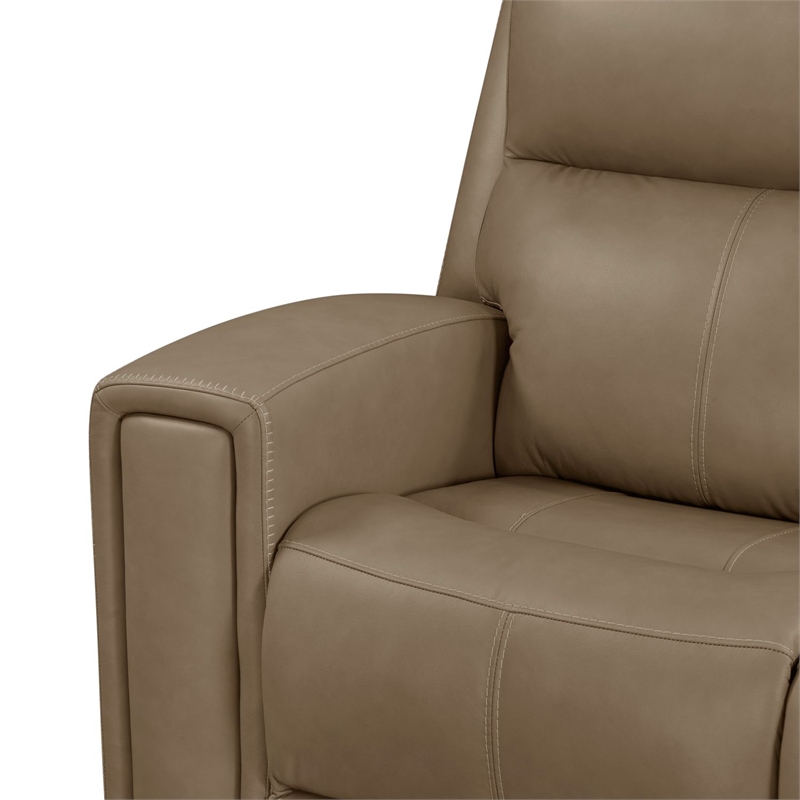 Pemberly Row Power Reclining Sofa and Loveseat with Bolster Back in Brown