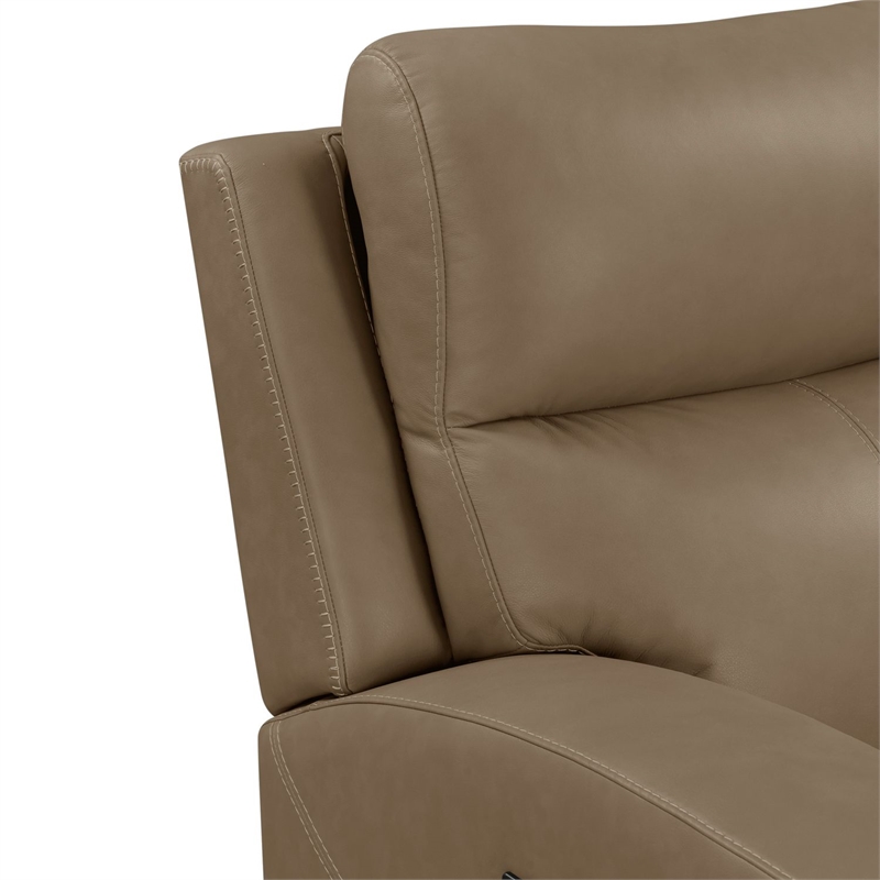 Pemberly Row Power Reclining Sofa and Loveseat with Bolster Back in Brown