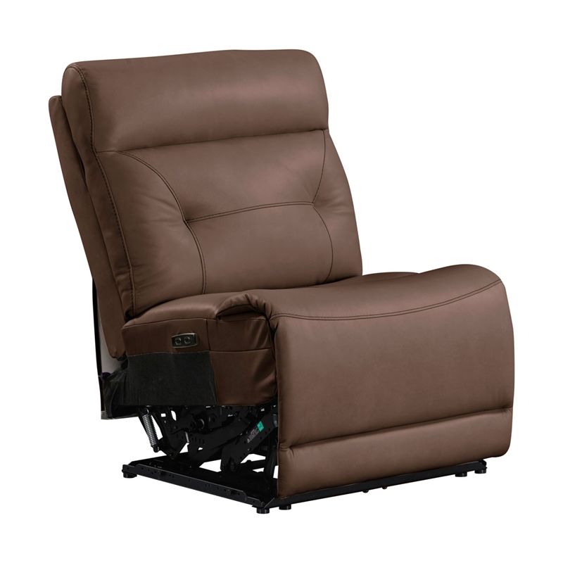 Pemberly Row Zero Gravity Power Recline 6 Piece Sectional with Charging in Brown