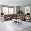 Pemberly Row Zero Gravity Power Recline 6 Piece Sectional with Charging in Brown