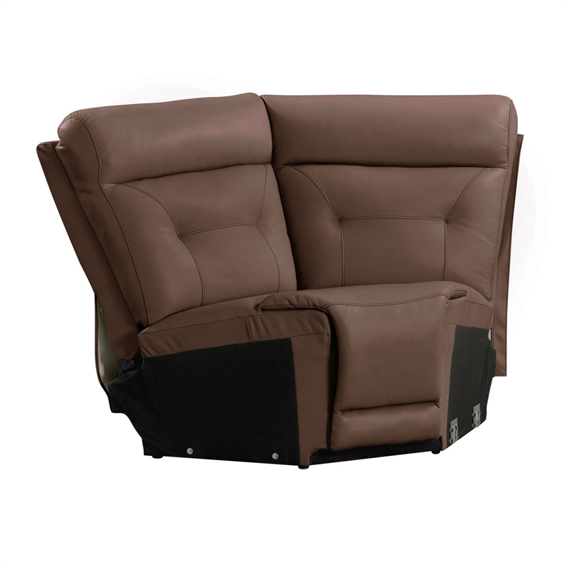Pemberly Row Zero Gravity Power Recline 6 Piece Sectional with Charging in Brown