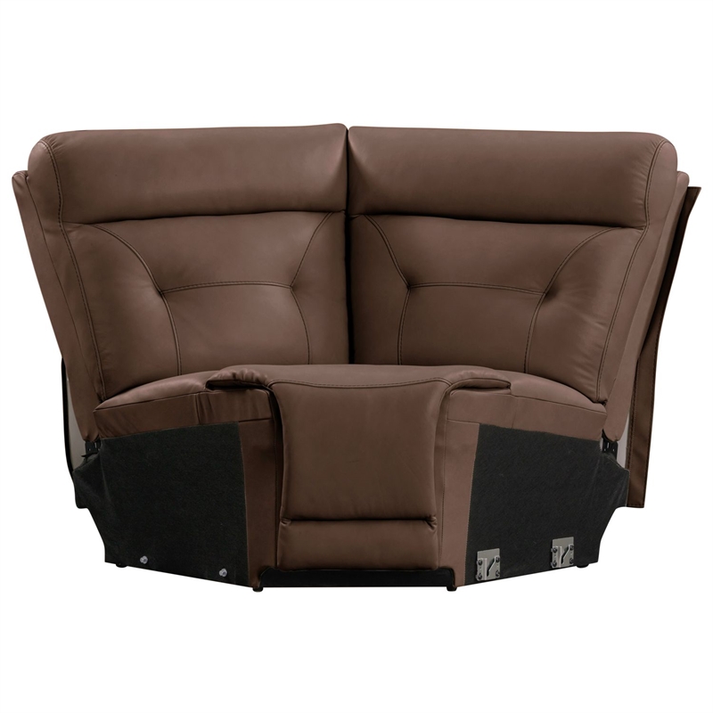 Pemberly Row Zero Gravity Power Recline 6 Piece Sectional with Charging in Brown