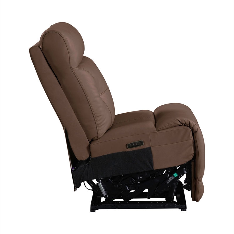 Pemberly Row Zero Gravity Power Recline 6 Piece Sectional with Charging in Brown