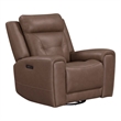 Pemberly Row Dual Power Swivel Glide Recliner with Charging in Brown Leather