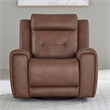 Pemberly Row Dual Power Swivel Glide Recliner with Charging in Brown Leather