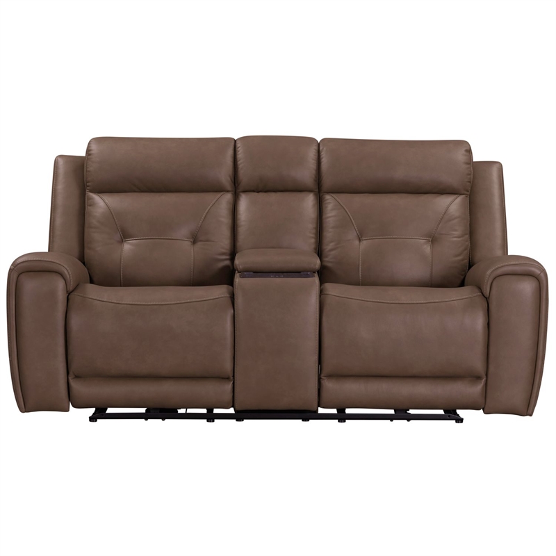 Pemberly Row Zero Gravity Power Recline Sofa & Loveseat with Charging in Brown