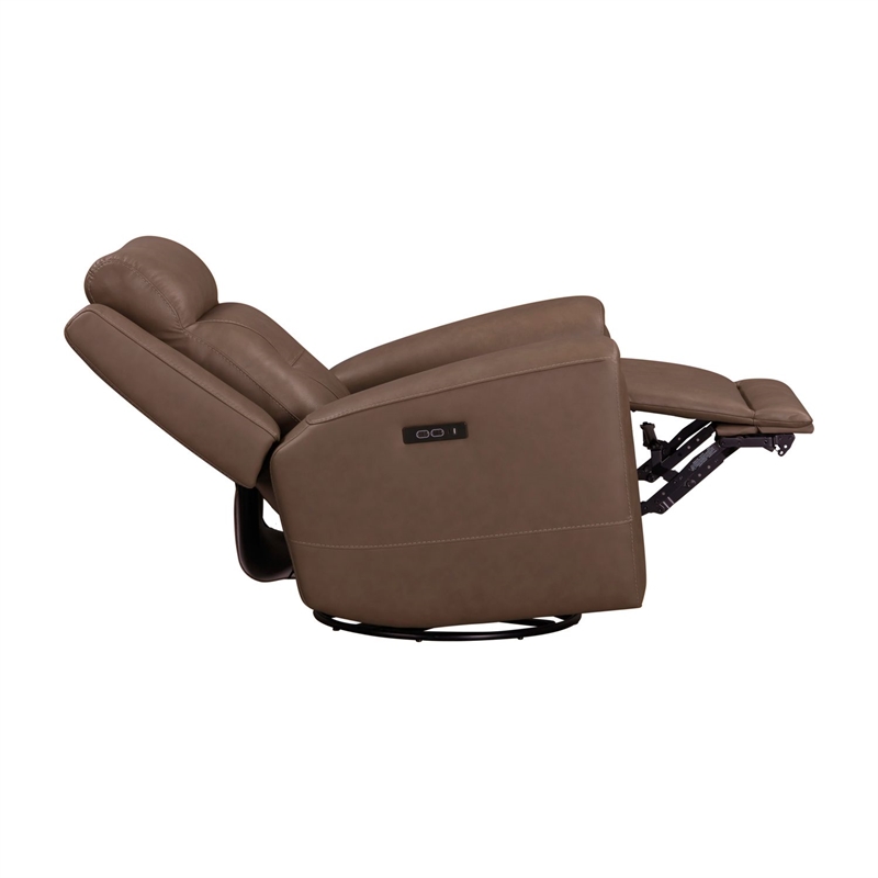 Pemberly Row Zero Gravity Power Recline Sofa & Recliner with Charging in Brown
