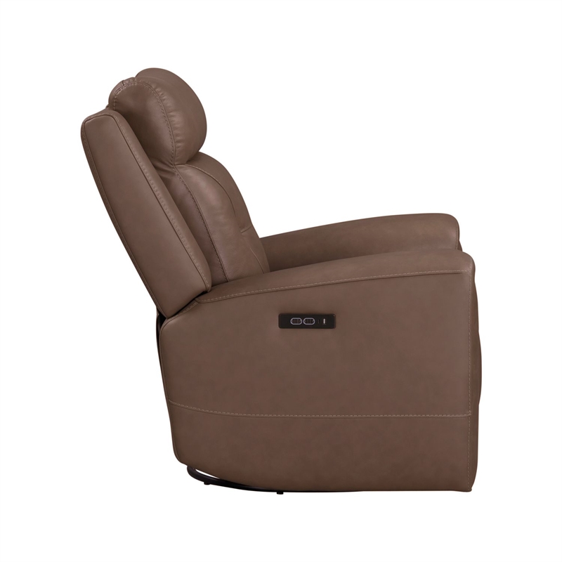 Pemberly Row Zero Gravity Power Recline Sofa & Recliner with Charging in Brown