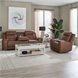 Pemberly Row Zero Gravity Power Recline Sofa & Recliner with Charging in Brown