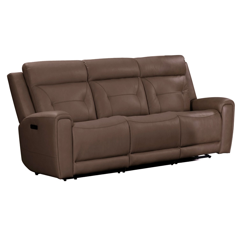 Pemberly Row Zero Gravity Power Recline Sofa with Charging Ports in Brown