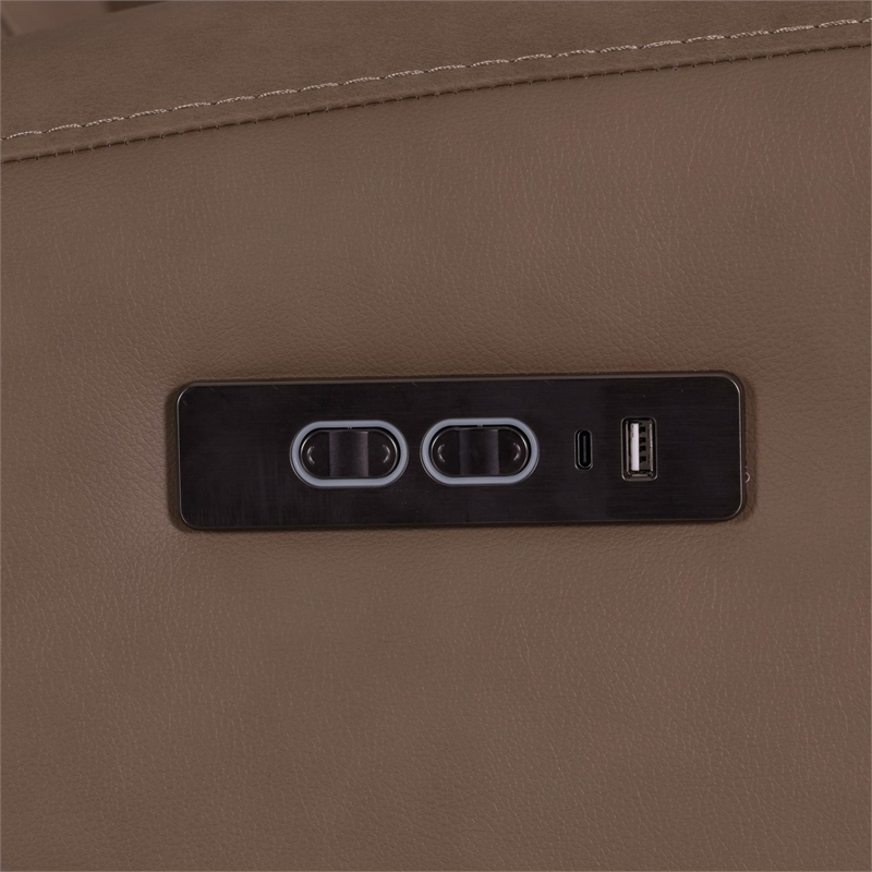 Pemberly Row Zero Gravity Power Recline Sofa with Charging Ports in Brown