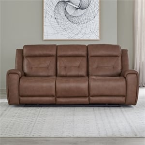 Pemberly Row Zero Gravity Power Recline Sofa with Charging Ports in Brown
