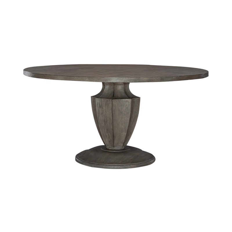 Pemberly Row 5 Piece Pedestal Dining Table Set with Arm Chairs in Brown