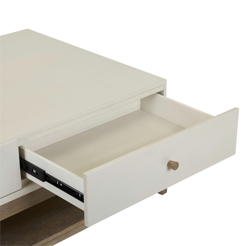 Pemberly Row 3 Piece Cocktail and End Table Set with Drawers in Khaki Brown Wood