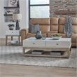 Pemberly Row 3 Piece Cocktail and End Table Set with Drawers in Khaki Brown Wood